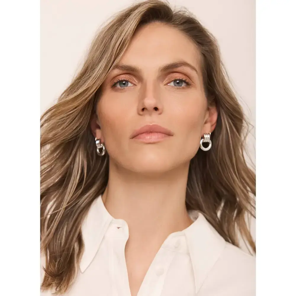 Mint Velvet Silver Tone Link Hoop Earrings